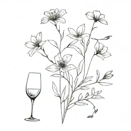wildflowers, wine, silverware tattoo design idea