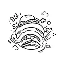 tiny classic hamburger, black minimal lines only tattoo design idea