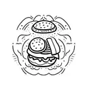 tiny classic hamburger, black minimal lines only tattoo design idea