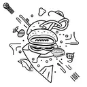 tiny classic hamburger, black minimal lines only tattoo design idea