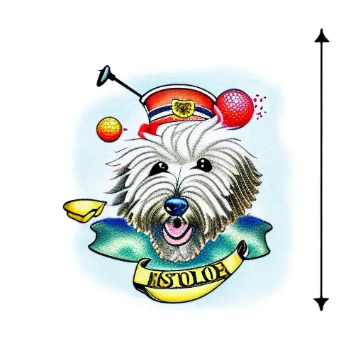 goldendoodle playing golf  tattoo design idea