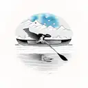 humpback whale and man in canoe with dog tattoo design idea