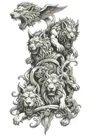 Cerberus and Hades with medusa and zeus y poseidon tattoo design idea