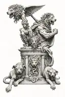 Cerberus and Hades with medusa and zeus y poseidon tattoo design idea