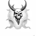 skull fangs and horns  tattoo design idea