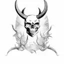 skull fangs and horns  tattoo design idea
