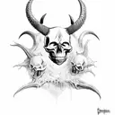 skull fangs and horns  tattoo design idea