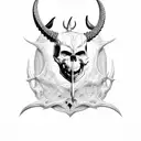 skull fangs and horns  tattoo design idea