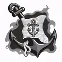 anchor with scroll across top that says "ShipWreck" tattoo design idea