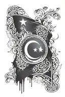 Turkish flag and says “no risk no reward " wrote tattoo design idea