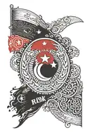 Turkish flag and says “no risk no reward " wrote tattoo design idea