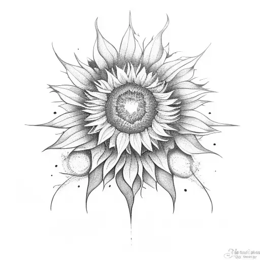 sunflower and witch hat sisters tattoo design idea