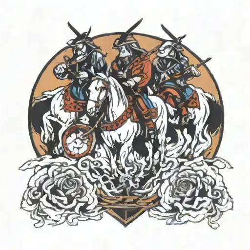 American traditional four horsemen tattoo design idea