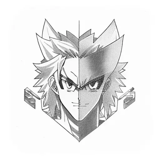 Woodworking tools and anime characters combined tattoo design idea