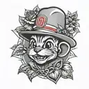 Incorporate elements of the Ohio State Buckeyes mascot into a blackwork tattoo design representing the client's passion for the team tattoo design idea