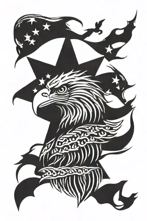 bald eagle, buck, American flag tattoo design idea