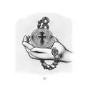 praying hands with money rosary tattoo design idea