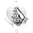 praying hands with money rosary tattoo design idea