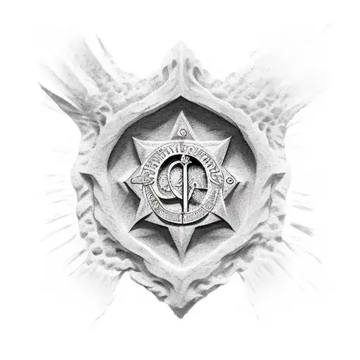 show the phrase "omnia aequo animo ferre sapientis est" carved in a crumbling tablet tattoo design idea