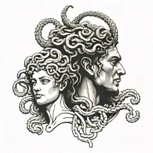 Medusa holding Perseus's head  tattoo design idea