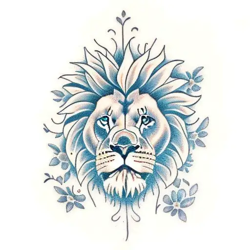 Lion Tattoo Designs Colourful Lion Flowers Tattoo Sketch Lio - Inspire  Uplift