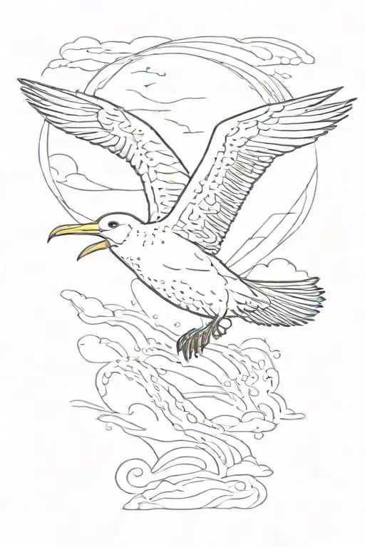 albatross flying tattoo design idea