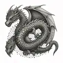 crescent and small dragon tattoo design idea