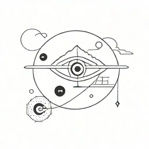 evil eye, mind, aeroplane, brain is the limit tattoo design idea