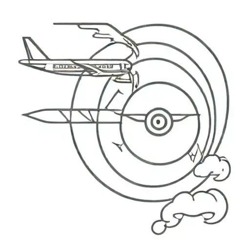 brain, mind, evil eye, aeroplane, sky tattoo design idea