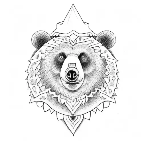 A bear teacher writing on a chalkboard surrounded by little bear students tattoo design idea