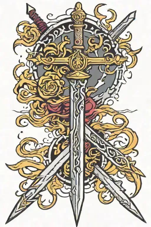 sword and lightning tattoo design idea