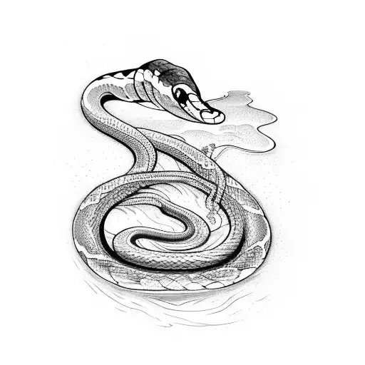long snake and water sing runas symbols tattoo design idea