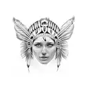indian chief female headress tattoo design idea
