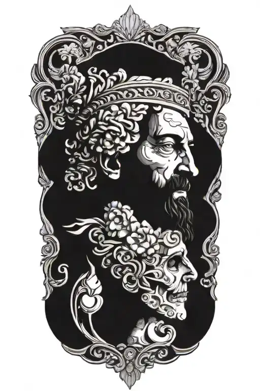 marcus aurelius and memento mori tattoo design idea