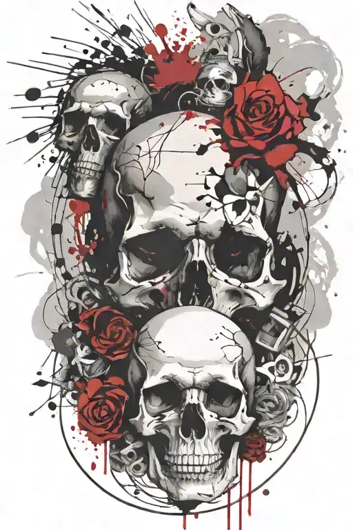 marcus aurelius and skull surrounded tattoo design idea