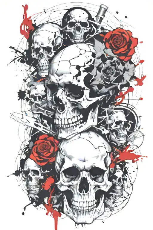 marcus aurelius and skull surrounded tattoo design idea