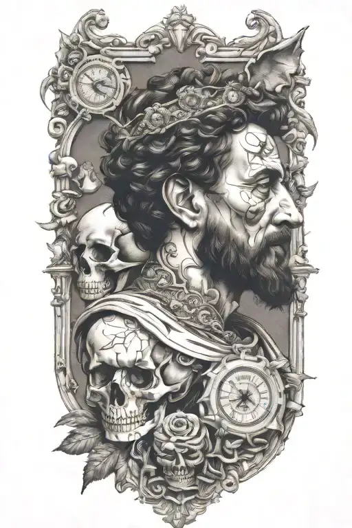 marcus aurelius and memento mori tattoo design idea