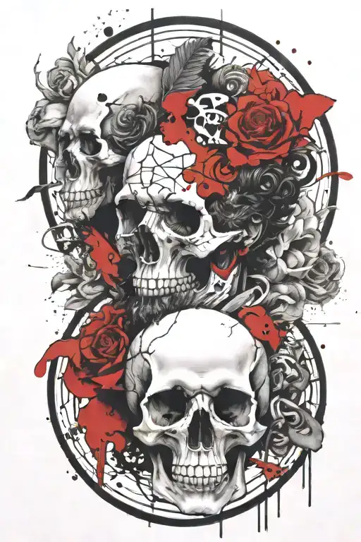 marcus aurelius and skull surrounded tattoo design idea