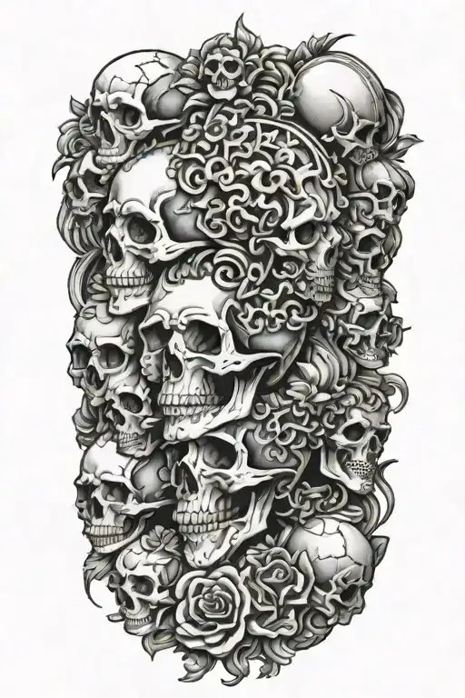 marcus aurelius and skulls tattoo design idea