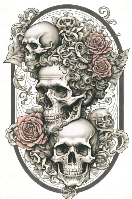 marcus aurelius and skull surrounded tattoo design idea