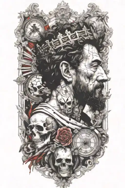marcus aurelius and memento mori tattoo design idea