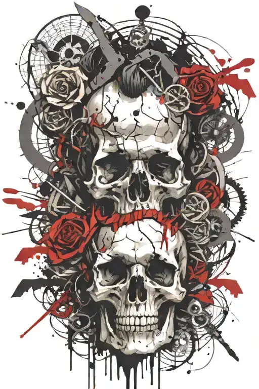 marcus aurelius and skull surrounded tattoo design idea