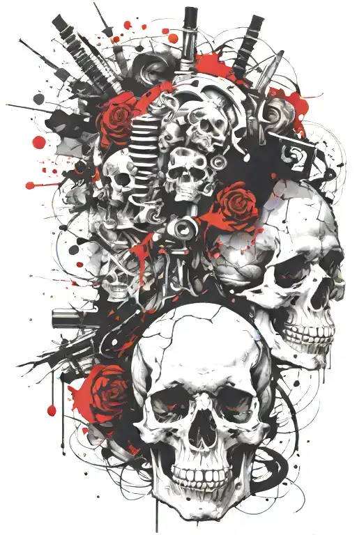 marcus aurelius and skull surrounded tattoo design idea
