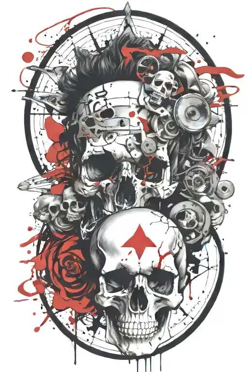 marcus aurelius and skull surrounded tattoo design idea