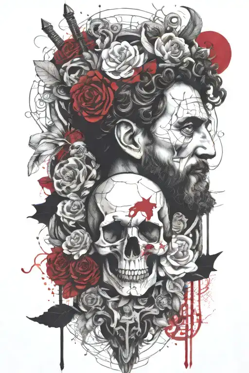 marcus aurelius and memento mori tattoo design idea