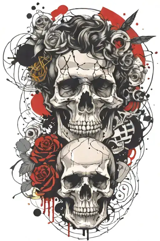 marcus aurelius and skull surrounded tattoo design idea