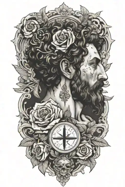 marcus aurelius and memento mori tattoo design idea
