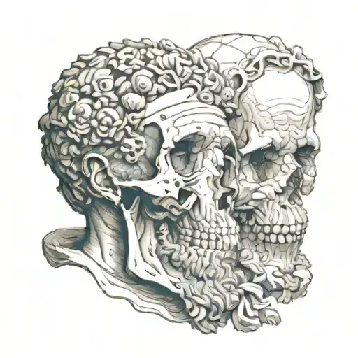 marcus aurelius and skull tattoo design idea