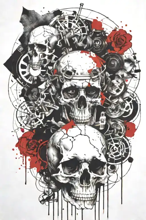 marcus aurelius and skull surrounded tattoo design idea