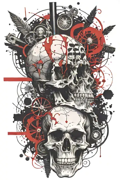 marcus aurelius and skull surrounded tattoo design idea